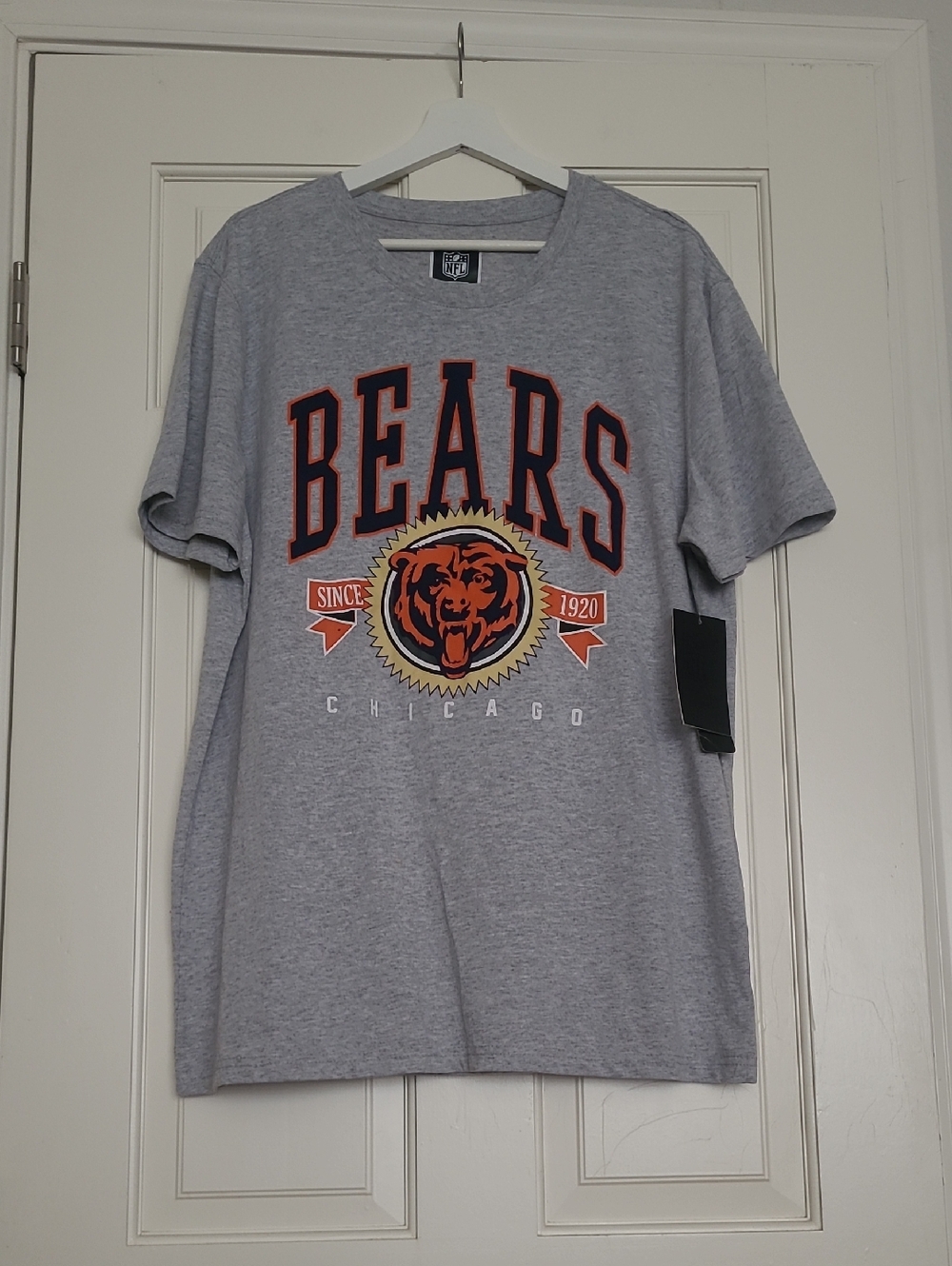 NFL Chicago Bears Heather Gray Graphic Tee with Orange & Navy Logo Size XL